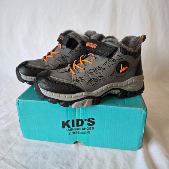 Kid's Fashion Shoes Hiking Kids 1.5 (EU 33) Gray Black Antiskid NIB - Picture 3 of 14